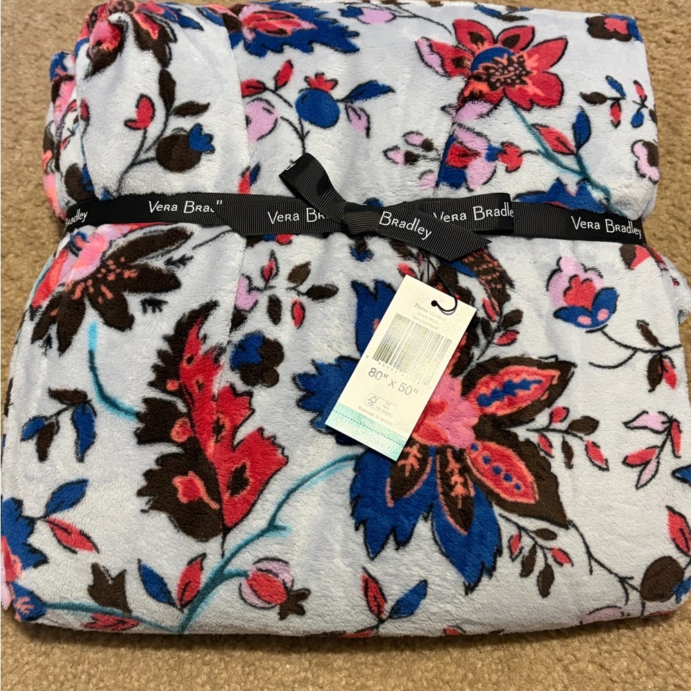 Vera Bradley Blue and Pink Floral Blanket